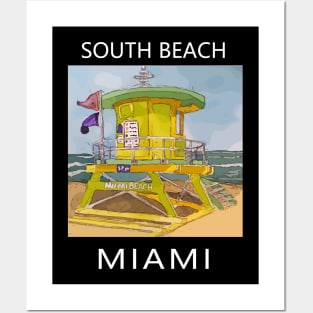 South Beach Lifeguard Tower in Miami Florida - Welshdesigns Posters and Art